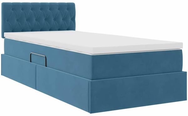 vidaXL Bett mit Stauraum und LED mit LED Dunkelblau 100 x 200 cm Samt 3371437 Bild 6