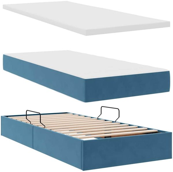 vidaXL Bett mit Stauraum und LED mit LED Dunkelblau 100 x 200 cm Samt 3371437 Bild 9