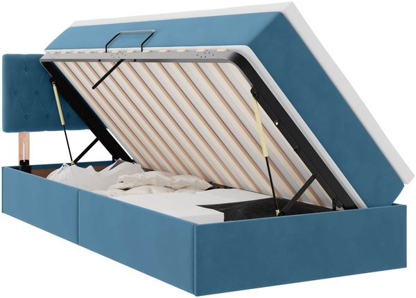 vidaXL Bett mit Stauraum und LED mit LED Dunkelblau 100 x 200 cm Samt 3371437 Bild 2