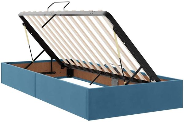 vidaXL Bett mit Stauraum und LED mit LED Dunkelblau 100 x 200 cm Samt 3371437 Bild 7