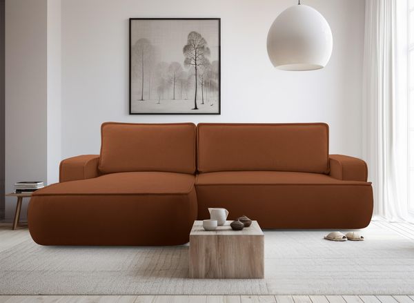 AX LIVING Ablia Sofa L Form mit Schlaffunktion Ziegelrot 267 cm L