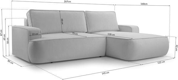 AX LIVING Ablia Sofa L Form mit Schlaffunktion Ziegelrot 267 cm L Bild 7