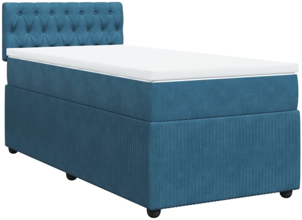 vidaXL Boxspringbett mit Matratze Blau 90x190 cm Samt 3287624