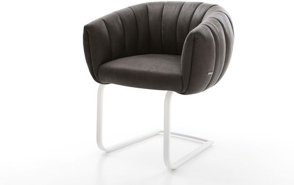 Freischwinger Jada-Flex Mikrofaser Anthrazit Vintage Freischwinger flach Weiß Taschenfederkern