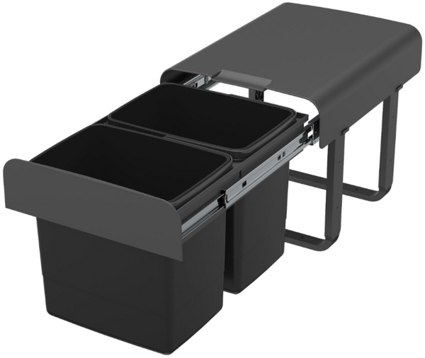 Abfallsammler 2x 15L Einbau Mülleimer Mülltrennung Abfallsorter oriongrau