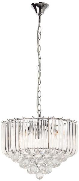 Hängeleuchte, Kristalle, Chrom, klar, H 90 cm