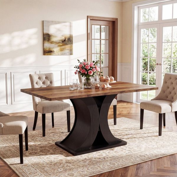 Tribesigns Esstisch 140x80 cm für 4-6 Personen,Landhaus Küchentisch mit robustem Fußgestell, rechteckiger Holztisch für Esszimmer und Küche