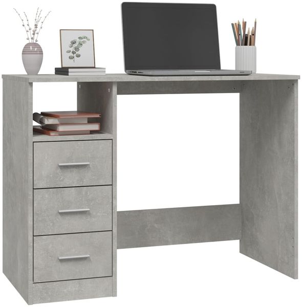 vidaXL Schreibtisch mit Schubladen Betongrau 102x50x76cm Holzwerkstoff 823036 Bild 4