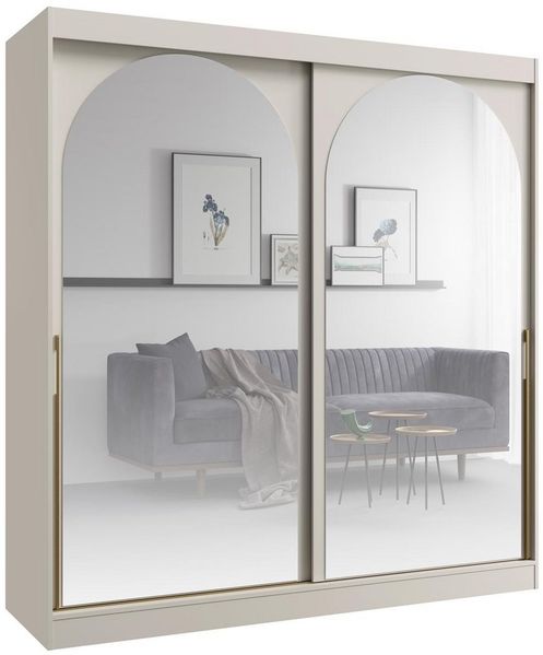 Compleo Schwebetürenschrank mit Spiegel, Breite: 200 cm, Kleiderschrank Kaschmir, Modern design