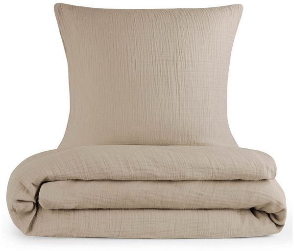 Laleni Baby Bettwäsche 80x80 cm aus Baumwolle - Musselin Bettwäsche Baby 80x80 + Musselin Kissenbezug 35x40 cm - Oeko-TEX zertifizierte Bettwäsche Sommer - Kinderwagen Bettwäsche Taupe 80x80