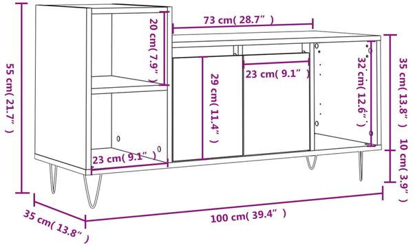 vidaXL TV-Schrank Hochglanz-Weiß 100x35x55 cm Holzwerkstoff 831318 Bild 12