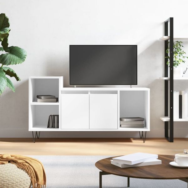 vidaXL TV-Schrank Hochglanz-Weiß 100x35x55 cm Holzwerkstoff 831318