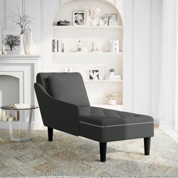 vidaXL Chaiselongue mit Kissen und Rechter Armlehne Schwarz Samt 4009777