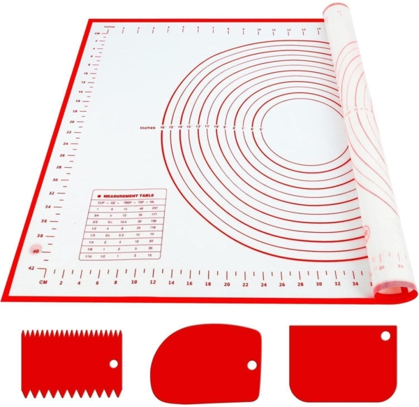 Silikon Backmatte 70x50 cm Antihaft Teigmatte Ausrollmatte Backzubehör Teig