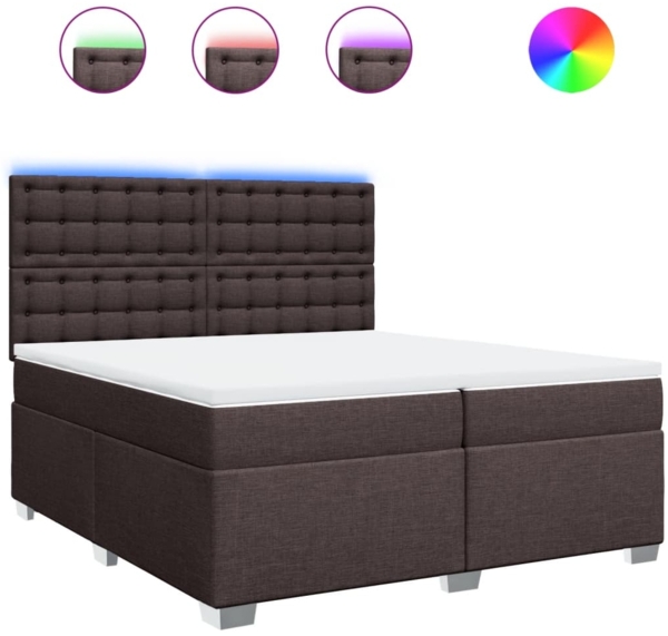 vidaXL Boxspringbett mit Matratze Dunkelbraun 200x200 cm Stoff 3292912
