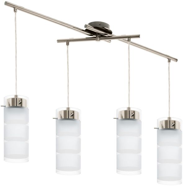 Eglo 93543 Hängeleuchte Olvero in nickel-matt Glas satiniert weiß, klar 4X7W L:90,5 H:110cm