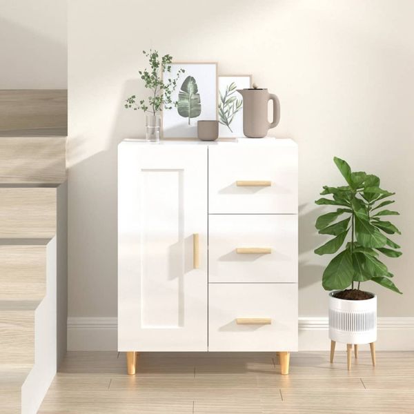 Sideboard, Kommode Hochglanz-Weiß 69,5x34x90 cm Holzwerkstoff