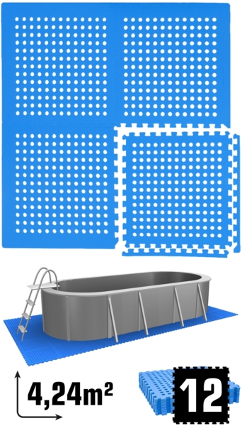 4,2m² Poolunterlage 12 Poolmatten 62x62cm in Blau