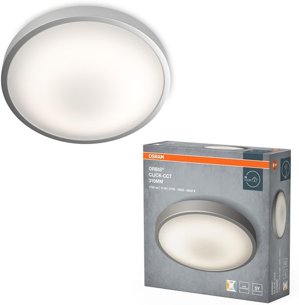 Osram Orbis LED-Deckenleuchte Wandleuchte mit Weißlichtwechselfunktion über Wandschalter, dimmbar, Anbauleuchte in Weiß aus Aluminium, IP20-Schutz, für dekorative Wohnbeleuchtung