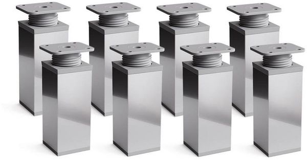 sossai® Möbelfuß Design-Möbelfüße, 4er & 8er Set, höhenverstellbar MFV1, Farbe: Chrom, (8-St), Farbe: Chrom