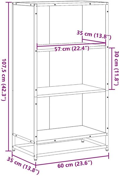 vidaXL Bücherregal Schwarz 60x35x107,5 cm Holzwerkstoff 849114 Bild 9