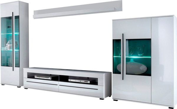 INOSIGN Wohnwand Cantara, moderne Anbauwand, Wohnzimmer-Set, in Eiche Evoke oder Weiß, (Set, 4-St)