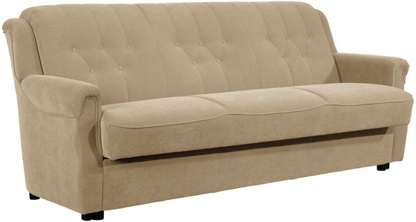 Sofa 3-Sitzer mit Bettfunktion Kaylyn Flockstoff sand