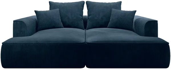 Vente-unique - PINETA Sofa Samt Blau - B 180 cm x H 67 cm x L 230 cm