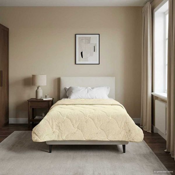 vidaXL Ganzjahresbettdecke Gepolstert Creme 135 x 200 cm 42026289