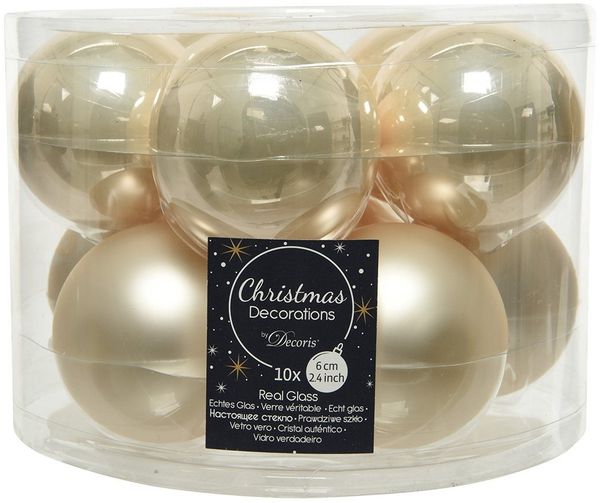 Kaemingk Weihnachtsbaumkugel, Weihnachtskugeln Glas 6cm x 10 Stück - Perle