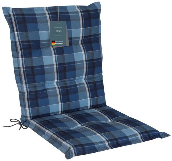 LILENO HOME Polsterauflage Niedriglehner, bequeme Sitzauflage für Gartenstühle, Stuhlkissen, (1 St, 1er Set), Gartenstuhl Auflage in Karo Blau, Sitzpolster waschbar