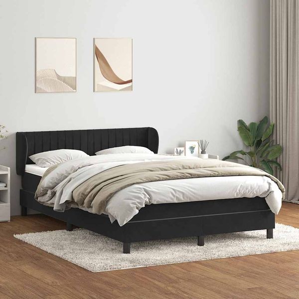 vidaXL Boxspringbett mit Matratze Schwarz 160x210 cm Samt 3317699