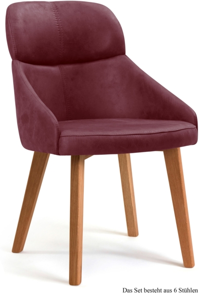 Esszimmerstuhl (6er-Set) Dasya 52x82x63 Eiche geölt/Marsala