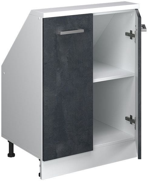 Küchenschrank für Dachschrägen R-Line Schwarz Beton 60 cm mit 2 Türen Vicco Bild 4