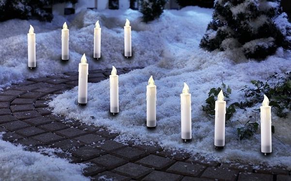 Luna24 simply great ideas. LED Gartenleuchte Solar Lichterkette Kerzen, 10tlg. Gartenleuchte, Weihnachtsbel, LED fest integriert