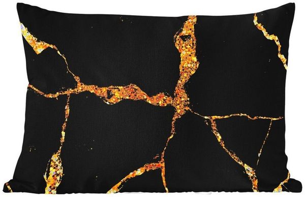 MuchoWow Dekokissen Marmor - Gold - Schwarz - Marmoroptik - Glitter, Outdoor-Dekorationskissen, Kissen, Kissenbezug, 50x30 cm Bild 5