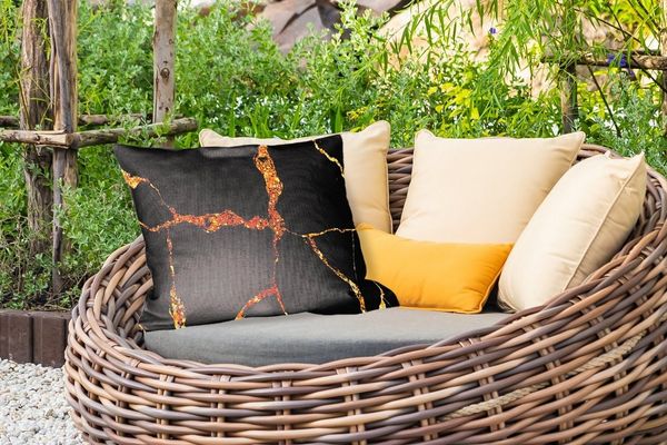MuchoWow Dekokissen Marmor - Gold - Schwarz - Marmoroptik - Glitter, Outdoor-Dekorationskissen, Kissen, Kissenbezug, 50x30 cm
