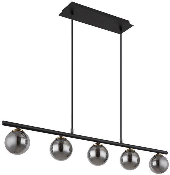 Hängeleuchte, Glasschirme, Höhenverstellbar, schwarz, L 90cm