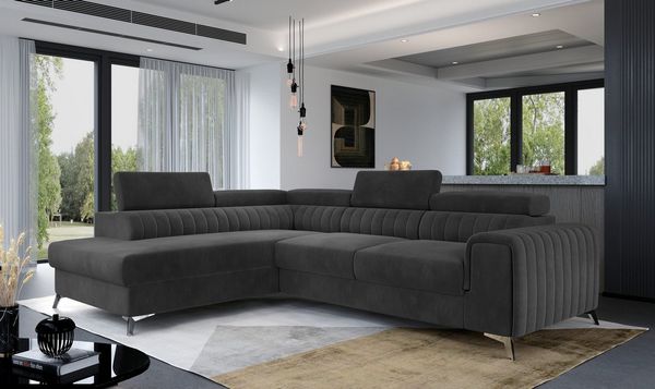 MOEBLO Ecksofa OLIVIER, mit Schlaffunktion und Bettkasten, Couch für Wohnzimmer, Schlafsofa Sofagarnitur L-Form Wohnlandschaft mit Bettfunktion, mit Schlaffunktion