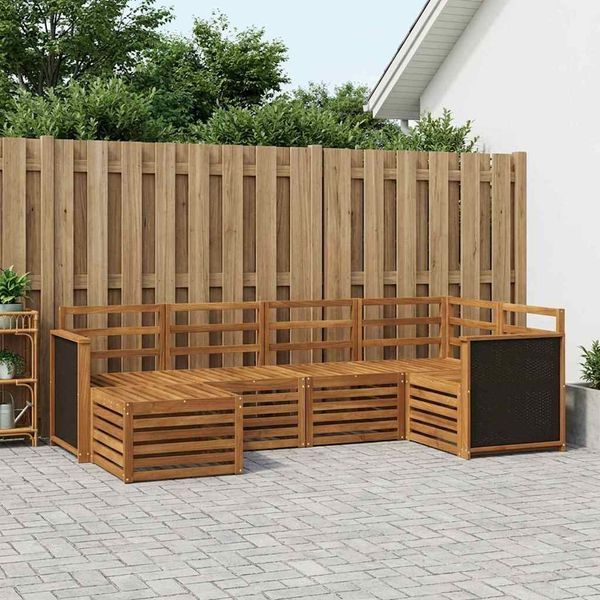 vidaXL Ecksofa Set 5 pcs Natur Massivholz Akazie 3384550