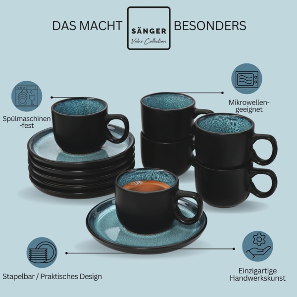 SÄNGER Espressotassen Set Vigo 12 teilig für 6 Personen Bild 4
