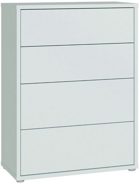 Forte Alice Springs Kommode 70 80, modern-minimalistisch, 4 Schubladen, Wohn-/Schlafzimmer, Holzwerkstoff, Secret Grey, 74,5 cm breit x 99,1 cm hoch x 34,9 cm tief
