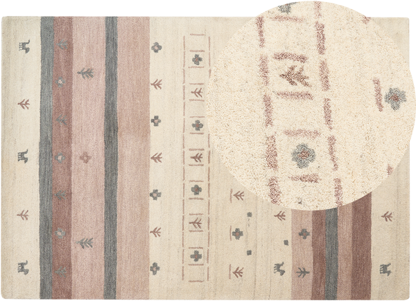 Gabbeh Teppich Wolle beige hellbraun 160 x 230 cm Hochflor KARLI