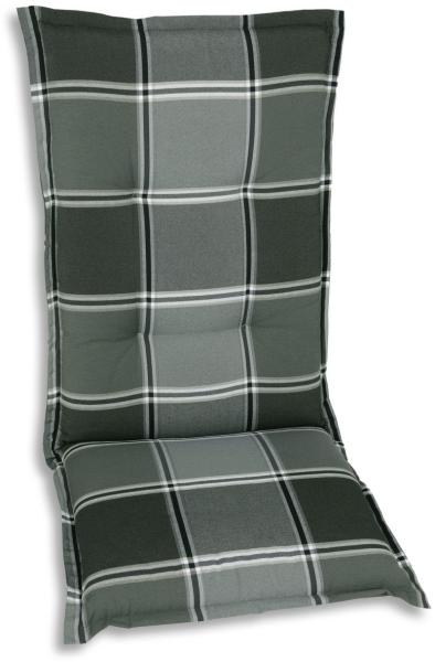 GO-DE Hochlehner-Auflage 123 x 50 x 9 cm Grau kariert Sitzkissen Sitzpolster
