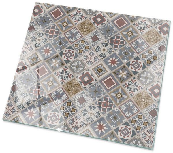 Tulup Tischplatte Ersatzplatte Glas Mosaikmuster mit Ornamenten Tisch Glasplatte Ersatz