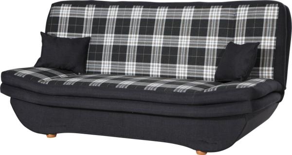 Klick-klack-Sofa Schlafsofa KANDY in Stoff Dunkelgrau-Karo