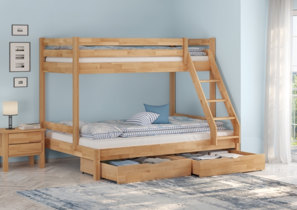 Stabiles Stockbett Etagenbett 90x200 u 140x200 Buche massiv lackiert V-60.14-09-14Rollrost und Matratze inkl. Bild 9