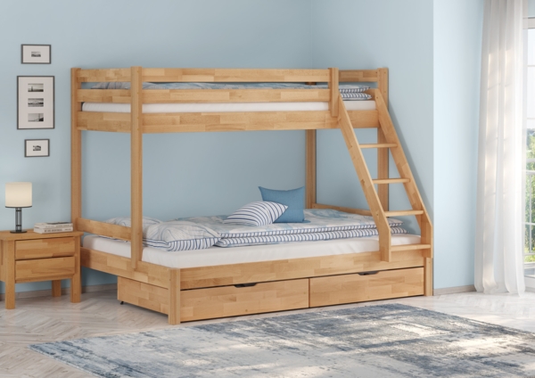 Stabiles Stockbett Etagenbett 90x200 u 140x200 Buche massiv lackiert V-60.14-09-14Rollrost und Matratze inkl. Bild 8