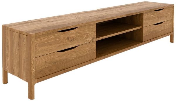 Lomadox Lowboard THORNBURY-165, TV-Schrank, Wildeiche massiv geölt, montiert, 200cm breit, grifflos