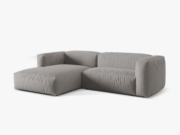Micadoni Ecksofa Martina 2-Sitzer Links Strukturierter Stoff Hellgrau Bild 2